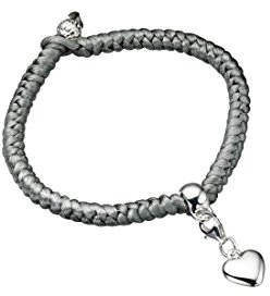 jewellerybox Grey Cord Bracelet with Heart Charm