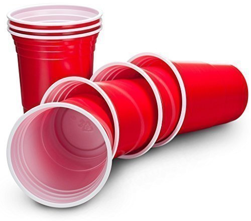 Disposable Party Cups, 16 oz, Ruby Apple Red, Pack of 50
