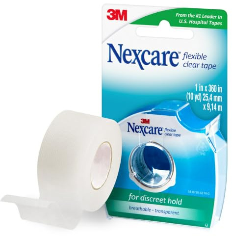 Nexcare Flexible Clear Tape, Waterproof Transparent Medical Tape, Secures Dressings and Catheter Tubing - 1 In x 10 Yds, 1 Roll of Tape