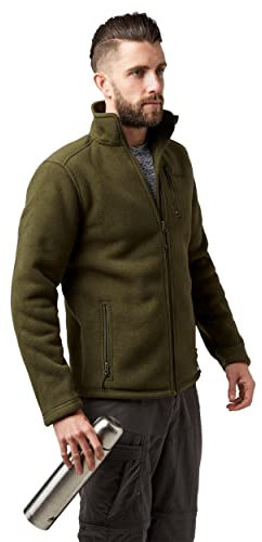 Peter Storm Men's Borg Fleece with Full Zip, High Neck & 3 Pockets, Warm, Soft & Comfortable Midlayer Jacket, Ideal for Walking, Hiking & Outdoor Recreation (UK, Alpha, L, Regular, Regular, Khaki)