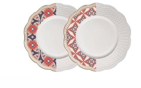 Set 2 piattini da dessert BACI MILANO in porcellana con intarsi ROPLA.MIX vari color