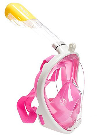Flyboo Snorkel Mask, Full Face Snorkel Set, 180°view Snorkeling Gear with Panoramic Design-Compatible Sports Camera, Diving Mask with Anti-fog and Anti-leak Technology for Adults and Kids