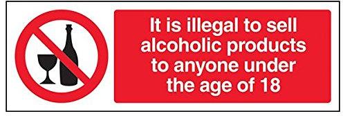 vsafety alkoholischen Produkte/Illegal unter 18-Zeichen, (3 Stück), 300 mm x 100 mm, 3