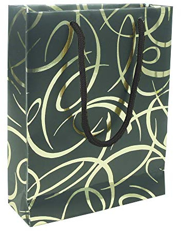 Clairefontaine 212859C Geschenktasche Max und Ich (17 x 6 x 22 cm, ideal für Geschenke und Shopping, Design mit eleganten Arabesken) 1 Stück gold/schwarz