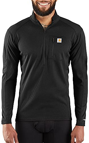 Carhartt Base Force Midweight Tech Quarter-Zip Capa Superior, Negro, L para Hombre