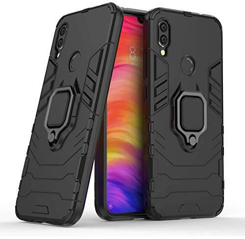 LuluMain Compatibile con Xiaomi Redmi Note7 (PRO) Cover, Custodia Armor Anello Cavalletto (Funziona con Il Supporto Magnetico per Auto) Case Paraurti per Redmi Note 7, Redmi Note 7 PRO (Nero)