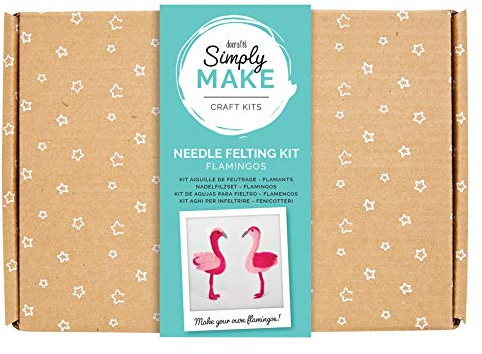 Simply Make Needle Felting Kit - Flamingos (2pk) Design for Kids and Adults, Including Wool, Needles, and all Tools, Perfect for Adult Crafts and Beginners - Needle Felting Art & Craft Kit