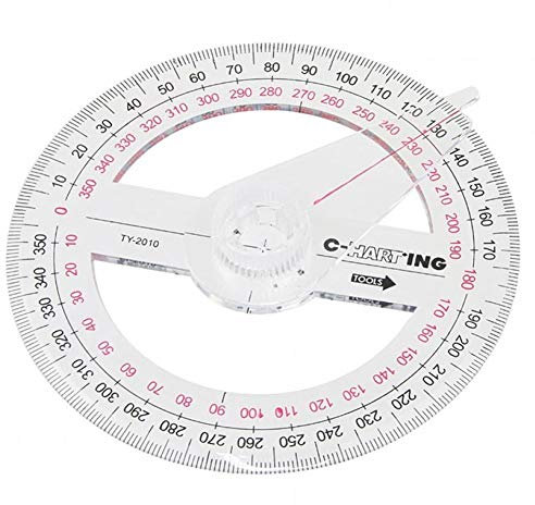 PiniceCore 1 PC Portable All Rund 10cm Kunststoff 360-Grad-Pointer Winkelmesser Lineal Winkelsucher Schwenkarm für Schule Bürobedarf