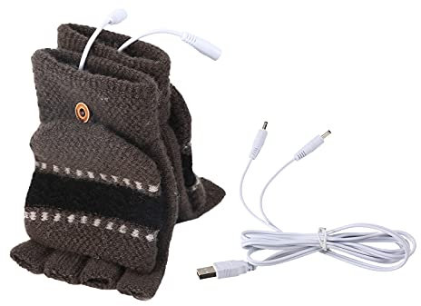 USB Heated Gloves, Eurobuy Unisex Winter Hand Warm Knitting Gloves Washable USB Heated Gloves Full Half Finger Heated Gloves Laptop Gloves Mitten for Women's and Men's