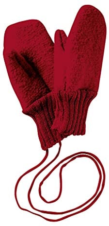 Disana WALK-HANDSCHUHE Baby & Kinder - 100% Bio-Merino, Wollwalk – wetterfest & super warm - unisex in 3 Größen - nachhaltig & fair – mit Strickkordel verbunden - made in Germany | Bordeaux Gr. 1