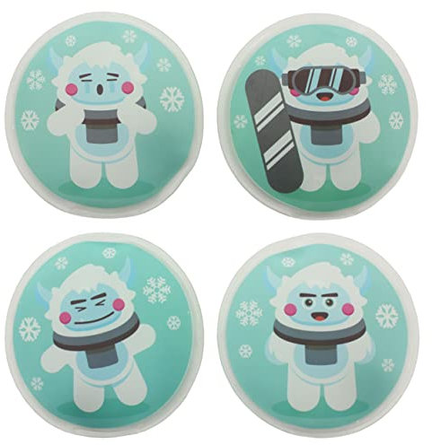 Handwärmer Taschenwärmer Sets wiederverwendbar, Wärmepad für kalte Tage und für unterwegs, Wärmeknickkissen mit tollen Motiven (4er-Set Cute Yetis)