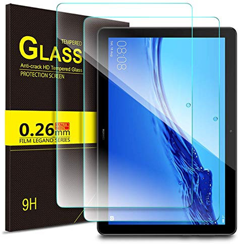 MUNDDY- Funda GIRATORIA 360º con Soporte para Huawei MediaPad T5 10,rotable 360° (Pack 2 Protectores, Transparente)