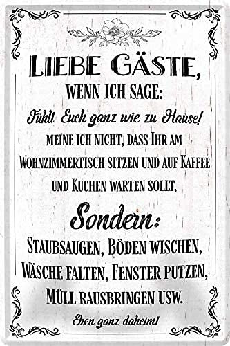 Blechschilder lustiger Spruch: ”LIEBE GÄSTE“ Deko Schild Metallschild für Hauseingang Eingang Tür Geschenkidee 20x30 cm