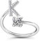 Bungsa K Ring Buchstabe - BUCHSTABEN RING silber mit Kristallen - biegbarer Fingerring/Zehenring Toering für Damen, Kinder & Herren