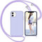 Nupcknn Coque avec Cordon pour iPhone 12/iPhone 12 Pro, Liquide Silicone Coque Collier Réglable Téléphone Étui Portable Lanyard Case Protection Complète Cover（Violet，6.1“