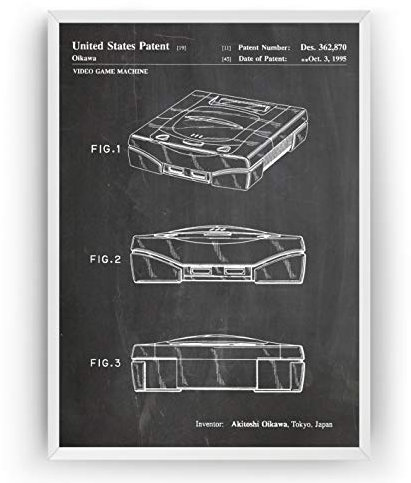 SEGA Saturn 1995 Patent Poster - Gamer Gaming Giclee Print Art Kunst Wall Dekor Decor Entwurf Wandkunst Blueprint Geschenk Gift - Frame Not Included