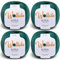Wollidu Kira 100% Baumwolle zum Stricken und Häkeln 4 x 50g Set Häkelgarn Strickgarn - Dunkelgrün