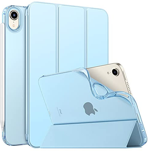 MoKo Funda Compatible con iPad Mini 7 (A17 Pro) 2024, Funda iPad Mini 6ª Generación 2021 (8,3 Pulgadas), Funda iPad Mini 6, Funda de TPU Suave y translúcida para iPad Mini 7, Azul Claro