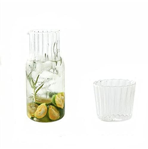 Caraffa per Acqua refrigerante Bottiglia di vetro in vetro Set di succo Brocca Coppa Set Transparente Acqua Brocche Bollitore di limone Bollitore di limone Tazze da tè Home Acqua Acqua Brucca Latte D