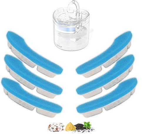 Filtre Fontaine a Eau pour Chat Améliorés Filtre Fontaine Eau Chat à Quadruple Action Filtres Remplacement 6 PCS pour HAPUP Fontaines à Eau pour Chats et Chiens Automatique Silencieuse 1,8 L