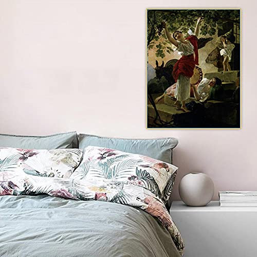 Yangld Leinwandbilder Karl Briullov《Mädchen, Trauben sammeln in der Nähe von Neapel》Leinwand Ölgemälde Bild Wand Wohnkultur 60x90cm Rahmenlos