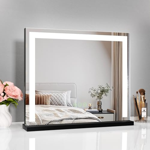 Heilmetz Hollywood Vanity Mirror 60x53cm, Vanity Mirror for Dressing Table, Light up Mirror with Dimmable Lights, 3 Color, Hollywood Mirror for Women Ladies Girlfriend Mum, Black