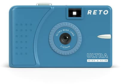 RETO Ultra Wide and Slim 35mm Reusable Daylight Film Camera - 22mm Wide Lens, Focus Free, Light Weight, Easy to Use (Murky Blue)