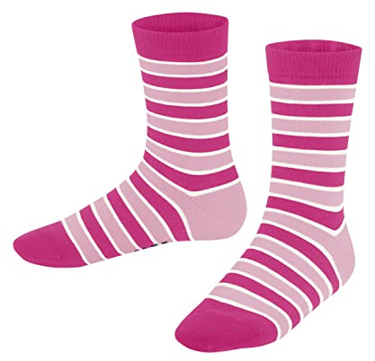 FALKE Unisex Kinder Socken Simple Stripes K So Baumwolle gemustert 1 Paar, Rosa Gloss 8550, 35-38