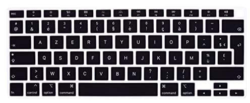 Digi-Tatoo Film de Protection du Clavier,Compatible avec Le Clavier MacBook Air de 13 Pouces avec M1 Chip (A2337) en 2021/2020 MacBook Air 13(A2179), AZERTY French Layout,Silicone Noir