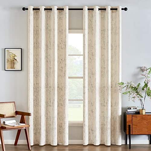 EMEMA Samtvorhänge Vorhang Blickdicht Vorhänge mit Ösen Gardinen Deko Ösenvorhang Dekoschal Dekogardinen für Schlafzimmer Wohnzimmer 2er Set 140 x 245 cm(B x H) Milchweiß