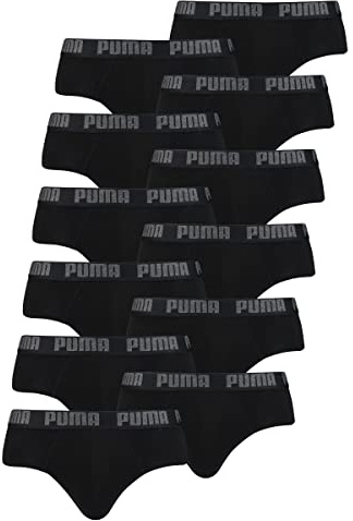 PUMA Basic Brief Men Herren Unterhose Pant Unterwäsche 12er Pack , Farbe:230 - Black/Black, Bekleidungsgröße:S