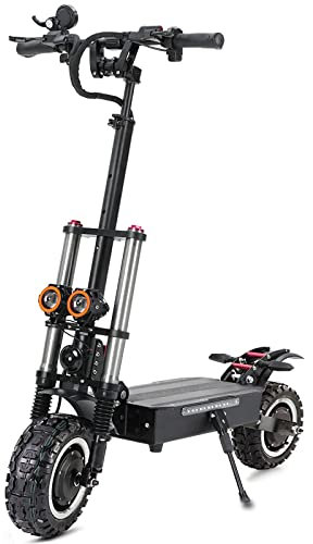 HWWH Elektroroller Erwachsene Doppelmotor Offroad Elektro Scooter Faltbarer Doppelantrieb Doppelaufhängung 11 Zoll Offroad-Reifen 60V 40Ah Lithiumbatterie 200kg Last