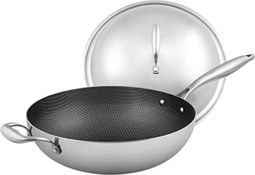Casseruola Cucina Di Casa Padella In Acciaio Inox Fornello A Induzione Gas Fondo Piatto Universale Bistecca Padella Antiaderente Utensili Da Cucina Non Rivestiti (32 Cm), Pentolame E Utensili Per