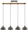 Lindby Pendelleuchte Durbis (Retro, Vintage Antik) aus Holz (4 flammig E27) - Hängeleuchte Esstischlampe Hängelampe Wohnzimmerleuchte