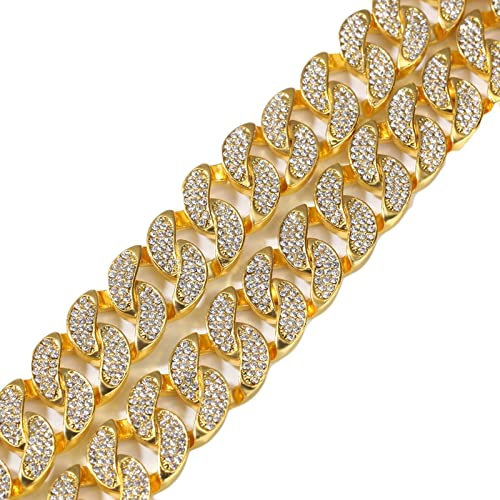 KnSam Vergoldet Panzerkette 60 cm, Männer Ketten Gold Herren Halsketten Edelstahl Vintage Breit 17MM Freundschaftskette mit Zirkonia