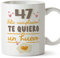 MUGFFINS Tazas 47 Cumpleaños - En Español - Te quiero un Huevo Regalo Amigos Novios Familiares - 11 oz / 330 ml - Regalo original y divertido