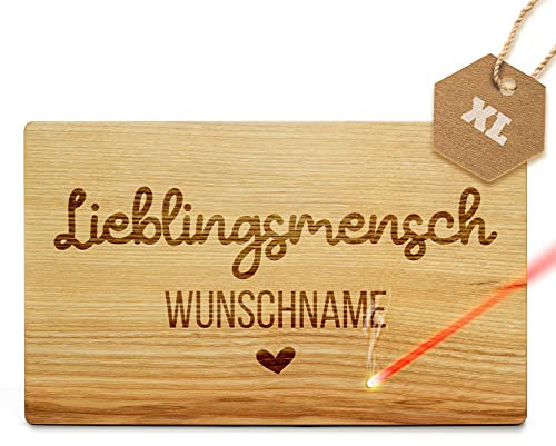 PR Print Royal Großes Frühstücksbrettchen personalisieren mit Namen - Lieblingsmensch - Geschenk für Freunde zum Geburtstag | Kernesche, 30 x 18 x 15 cm, personalisiertes Geschenk mit Lasergravur