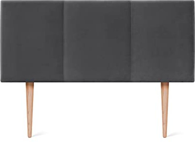 DHOME HIGH Range Samt Kopfteil mit Holzbeinen Modernes gepolstertes Kopfteil Luxus Bett Luxus Schlafzimmer gepolstertes Bettzeug (Samt Dunkelgrau, 95x105cm (90))