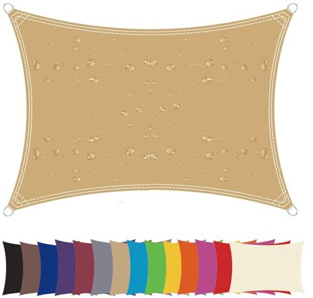 ZHhan Sun Shade Sail Triangle Rectangle Shade Sails Awning Canopy Waterproof Sunscreen 98% UV Block for Garden Patio Canopy with Free Ropes Sand