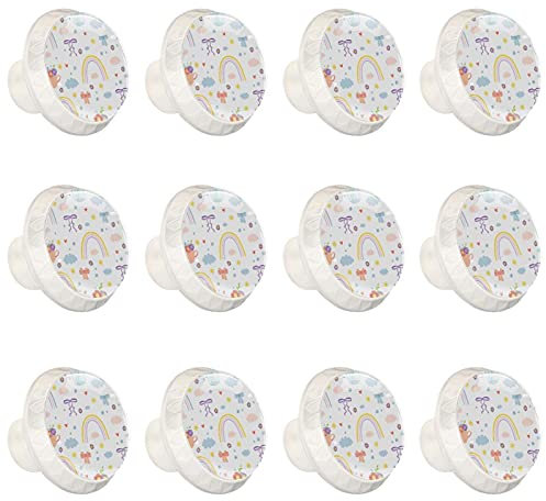 12 Pack Drawer Knobs, Rainbow, Kitchen Cabinet Cupboard Door Decorative Furniture