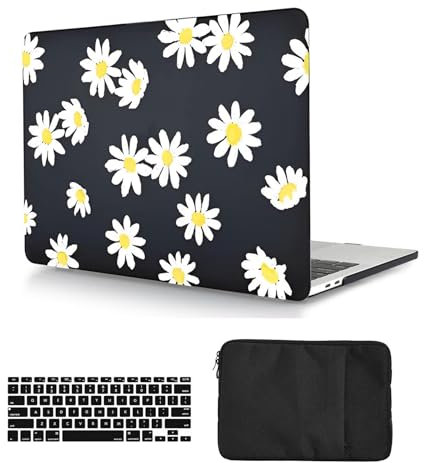Laptop Hülle für MacBook Air 13 Zoll Modell A1932 A2179 A2337 M1 mit Retina Display and Touch ID 2020 2019 2018 Freisetzung, Plastik Schützend Case Cover & Tastaturschutz & Tasche, Gänseblümchen