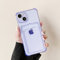 DEFBSC Compatible with iPhone 15, Transparent Back Card Holder Phone Case, Ultra Slim Soft TPU Shockproof Clear Case with Card Slot for Back of Phone, Purple