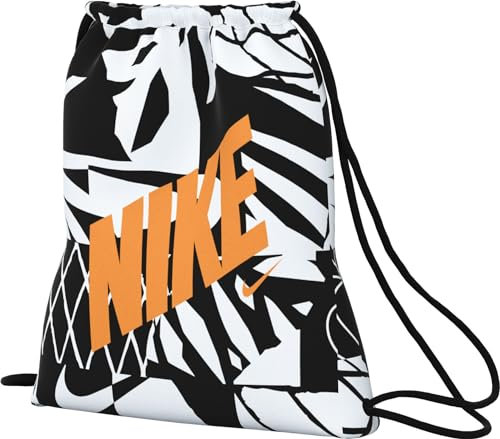 Nike Unisex Kinder Bag Kids Drawstring Bag, Black/White/Vivid Orange, DV6144-010, MISC