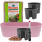 Leni Flori Jardiniere Blumentopf länglich 36 cm Pastell-rosa/hell pink Hydrokultur-Komplett-Set mit Übertopf Hydro-Töpfen Wasserstandsanzeiger & Pflanzton
