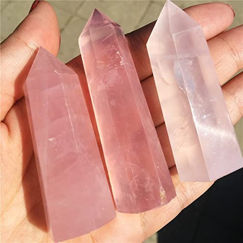 Cristallo naturale Cristallo di quarzo naturale grezzo 1pcs Pilastro di cristallo di polvere rosa naturaleObelisco di quarzo in polvere Cristallo naturale Taglio di pietra Rettifica Home Office Decor