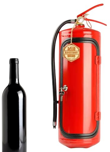 Feuerlöscher Minibar, 30CM Tragbare Aufbewahrungsbox Für Spirituosen Und Gläser Weinkühler Ornamente Geschenke Für Männer,Rot Whisky-Liebhaber Und Feuerwehrleute Geschenke