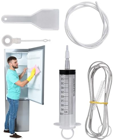 Kit Pulizia Frigorifero,5 pezzi,Strumenti per Pulizia Frigorifero,Kit Pulizia Frigorifero,Kit Pulisci Tubi,Pulisci Tubi Frigorifero,Spazzola per Frigorifero,Sbrinatore Freezer,Pulizia Fori Scarico