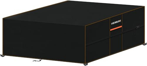 HEIMUNI Housse Table de Jardin, 270x270x90cm Bâche Salon de Jardin Imperméable 420D Oxford Housse de Protection Salon de Jardin Bâche pour Canapé Extérieur Housses de Meubles de Jardin avec Cordon