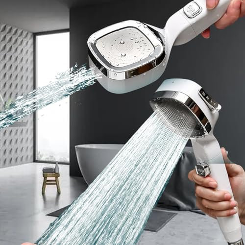 4 Modes Shower Head, Handheld Pressurized Water Saving Showerhead Built for Power Shower Head Pressurized Showerhead Four-Speed Pressurized Bathtub Shower Cosmetic Nozzle (A)
