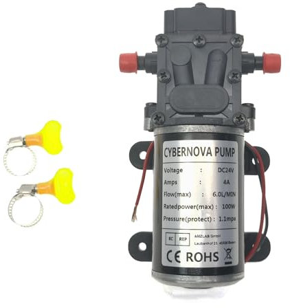 CYBERNOVA DC24V 6L/MIN Pompa a membrana a riflusso Pompa ad acqua autoadescante per il raffreddamento/la rimozione della polvere/pulizia di giardini e camper/irrigazione/spruzzatura (15-24-HA)
